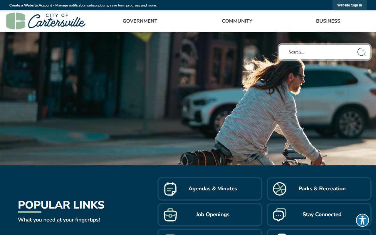 City of Cartersville website for residents directory searches