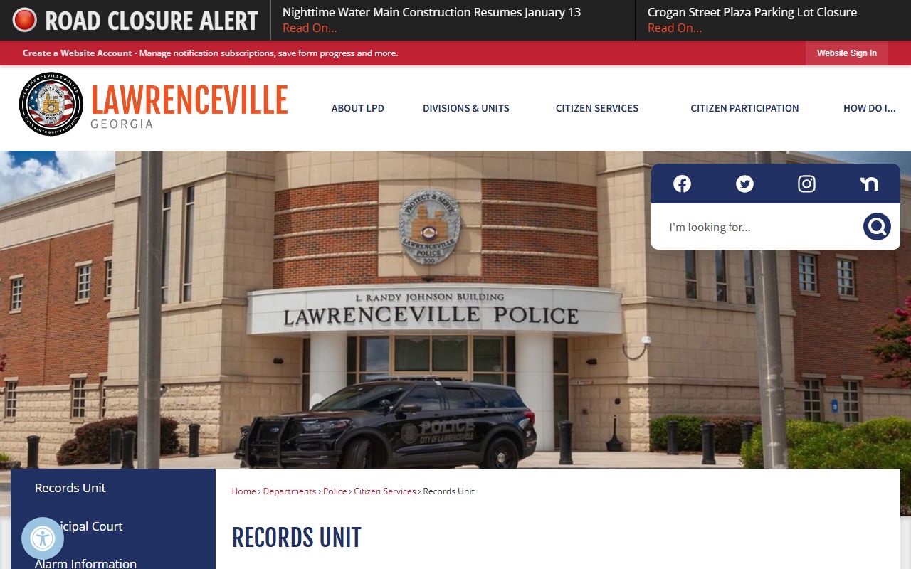 Lawrenceville Records Unit page for residents directory searches