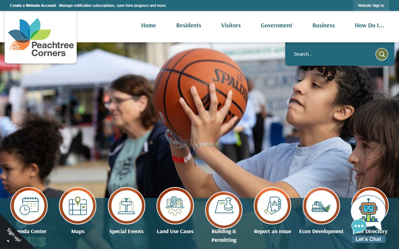 City of Peachtree Corners government website for residents directory