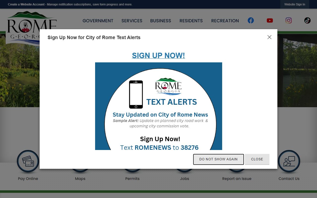 City of Rome Georgia website for residents directory