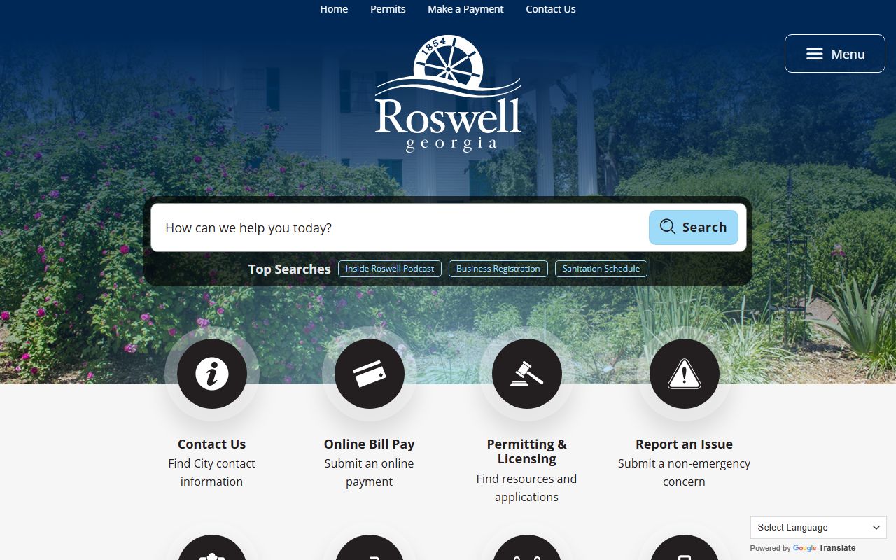 Roswell city government website for residents directory searches