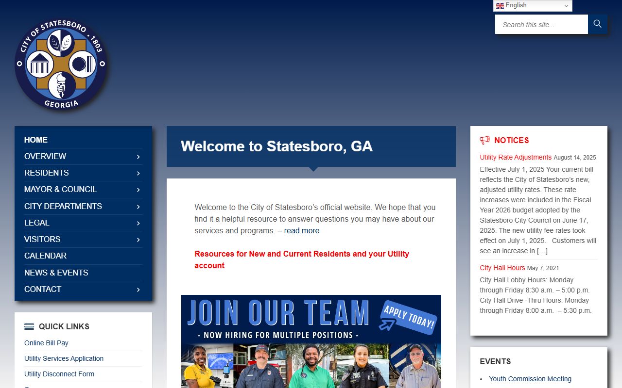 City of Statesboro website for residents directory public records