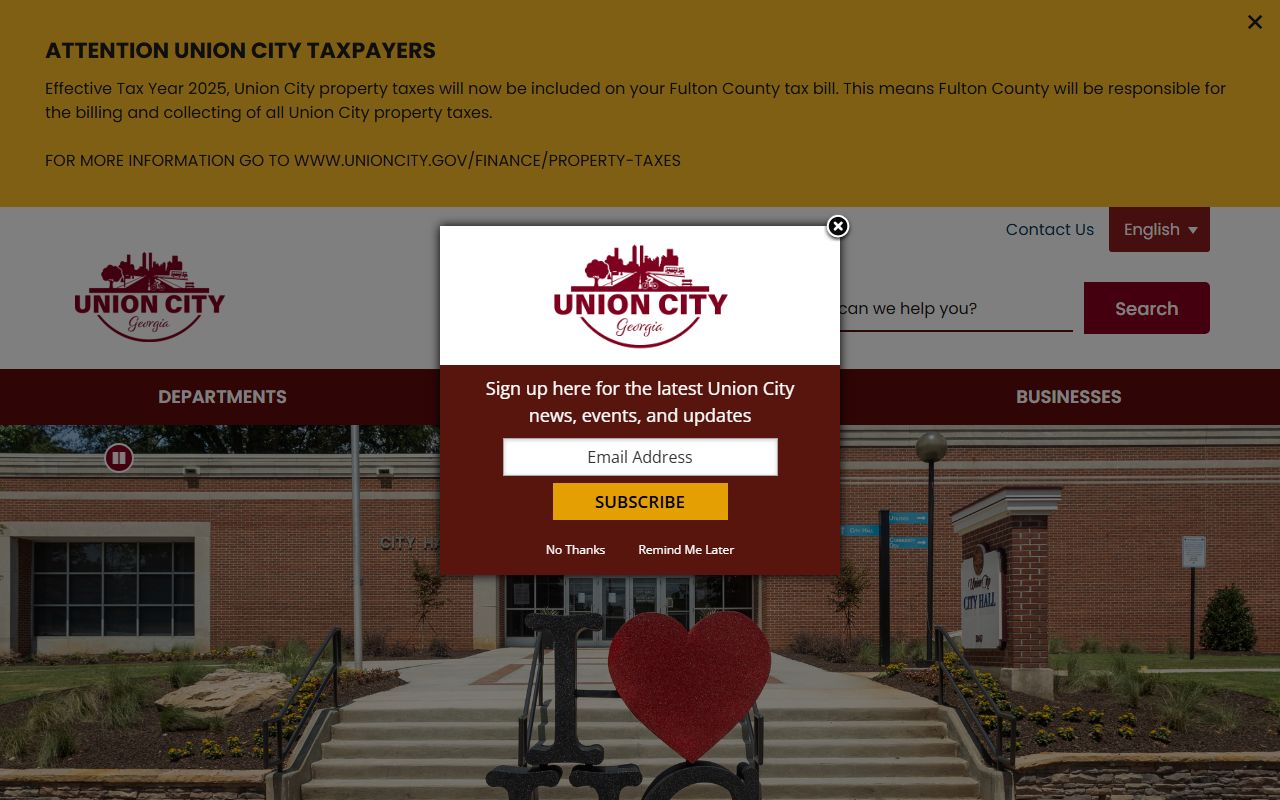 City of Union City website for residents directory records