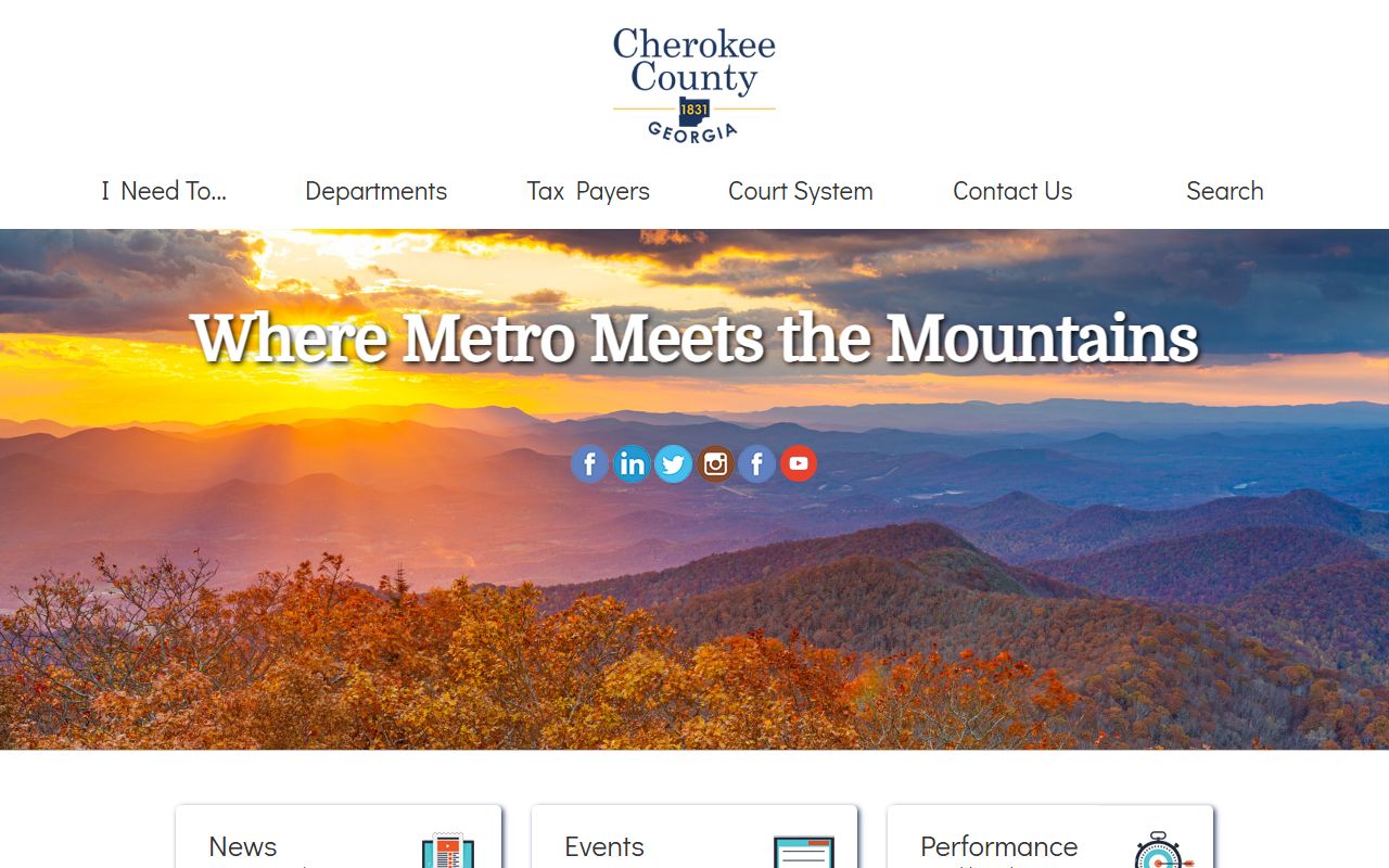 Cherokee County government website for residents directory
