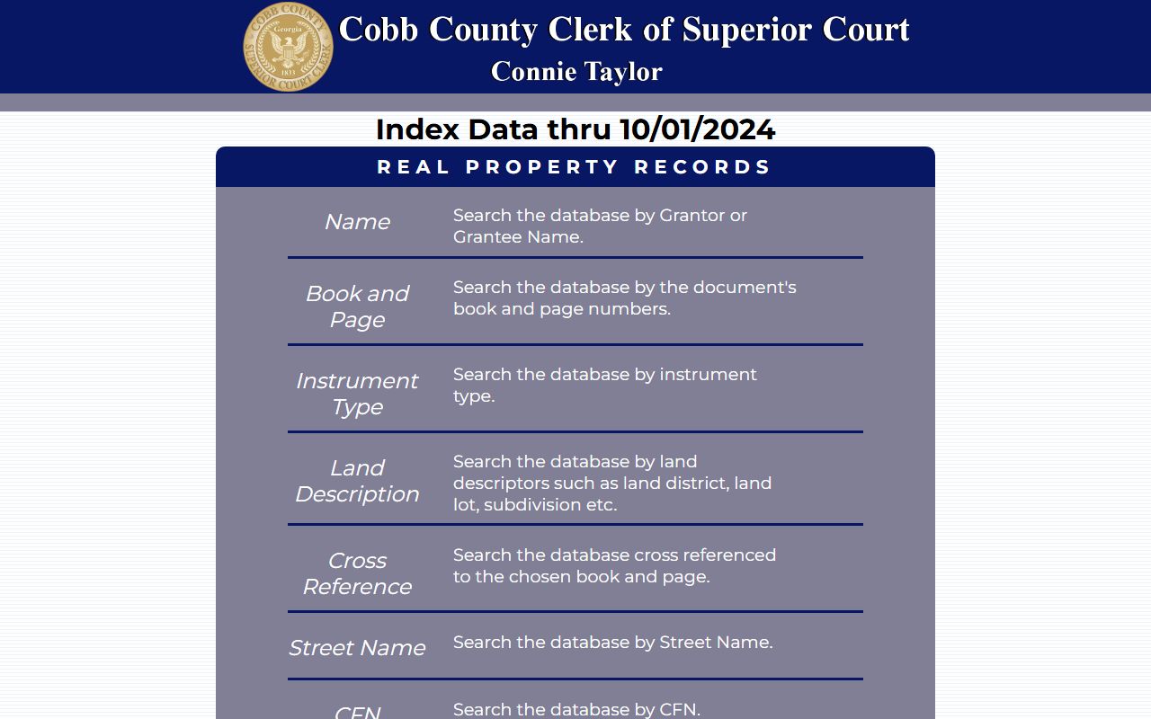 Cobb County property records search portal for residents directory