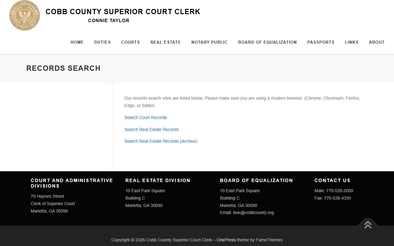 Cobb County Superior Court Clerk records search for residents directory