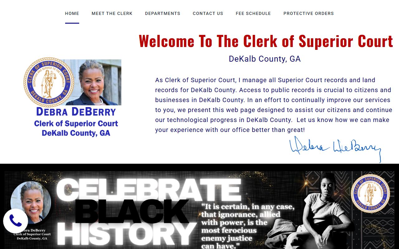 DeKalb County Superior Clerk website for residents directory lookups