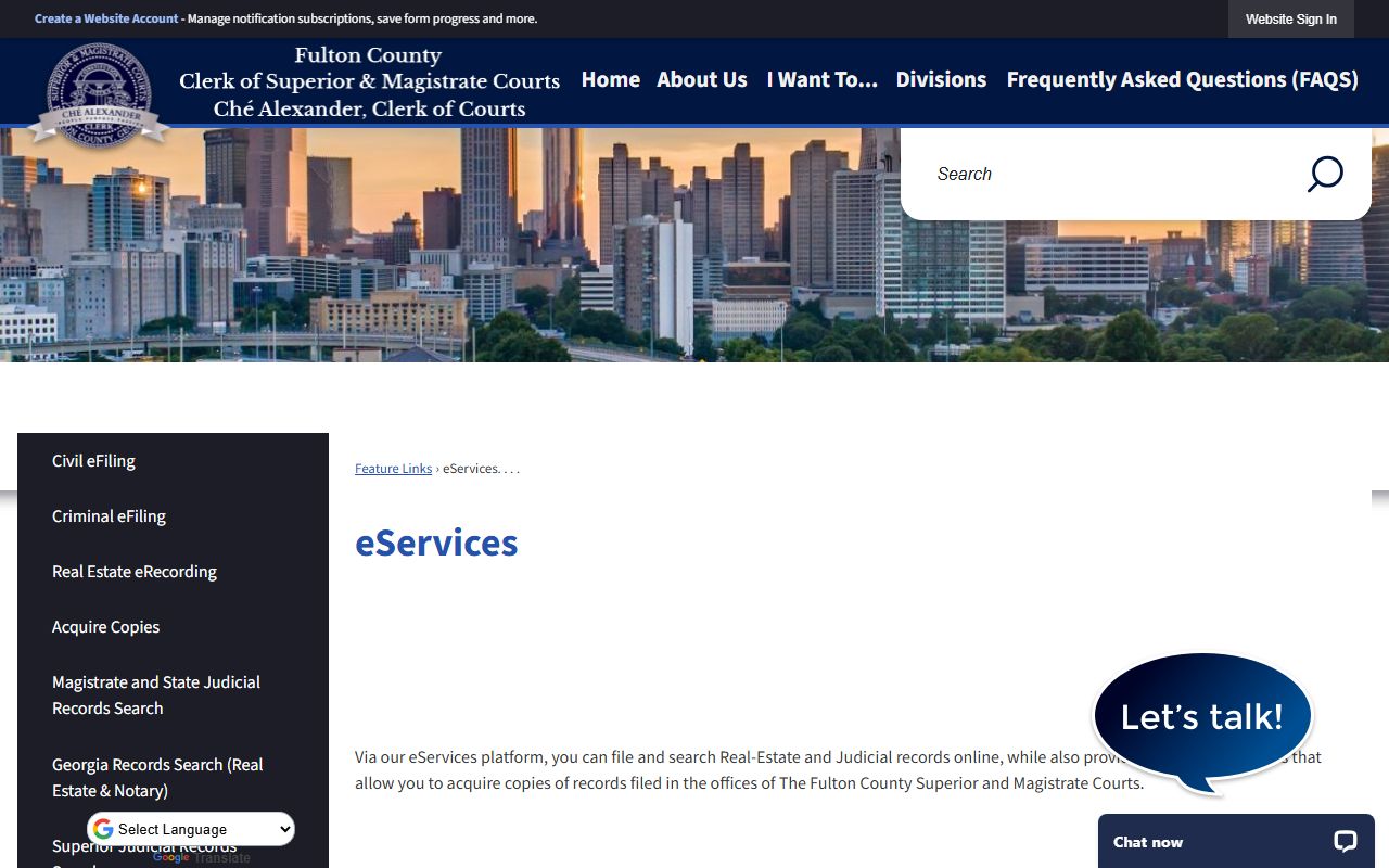 Fulton County eServices portal for residents directory searches