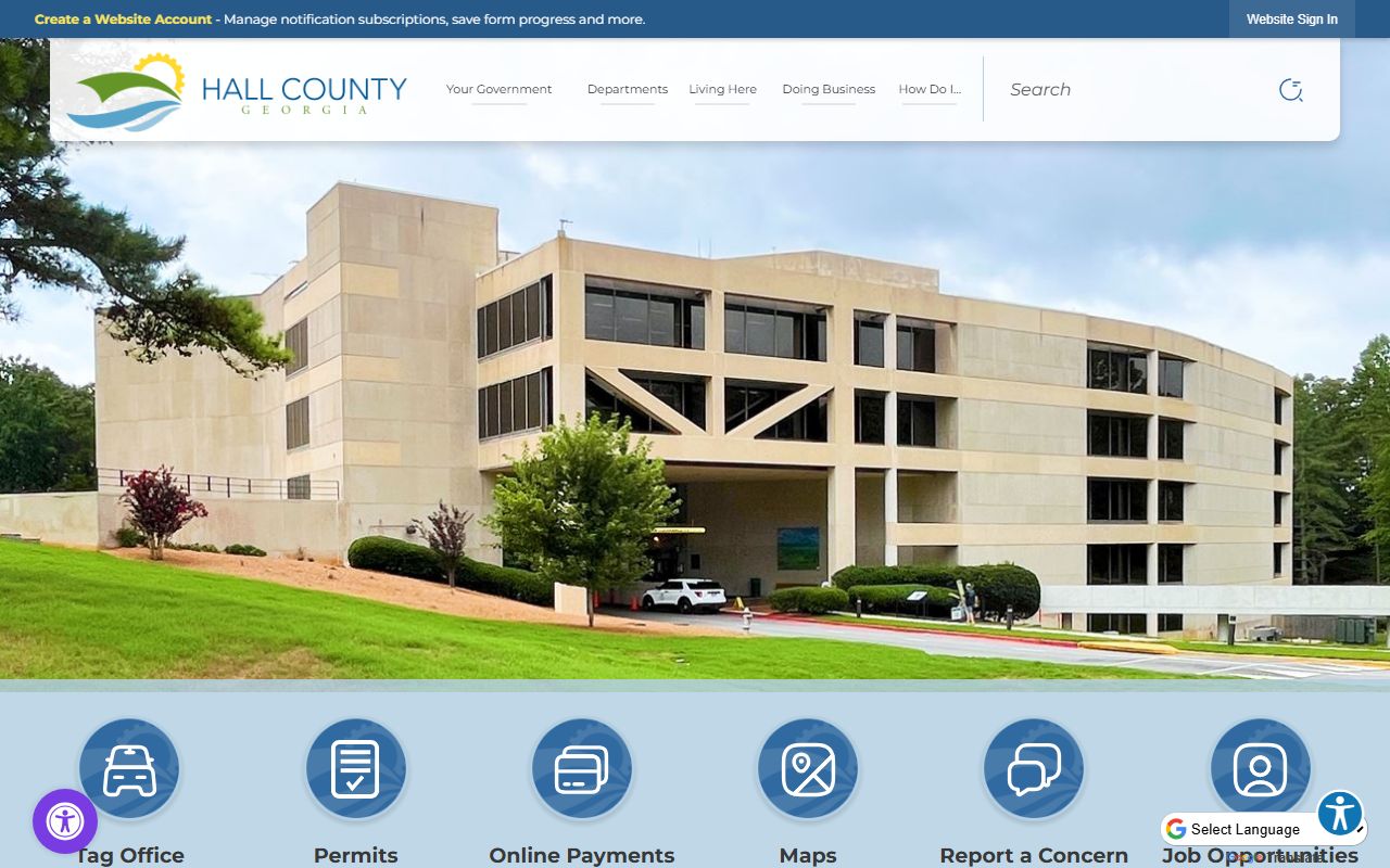 Hall County Government website for residents directory searches