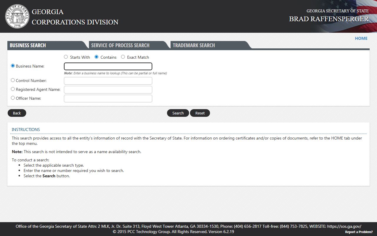 Georgia business entity search for residents directory lookups