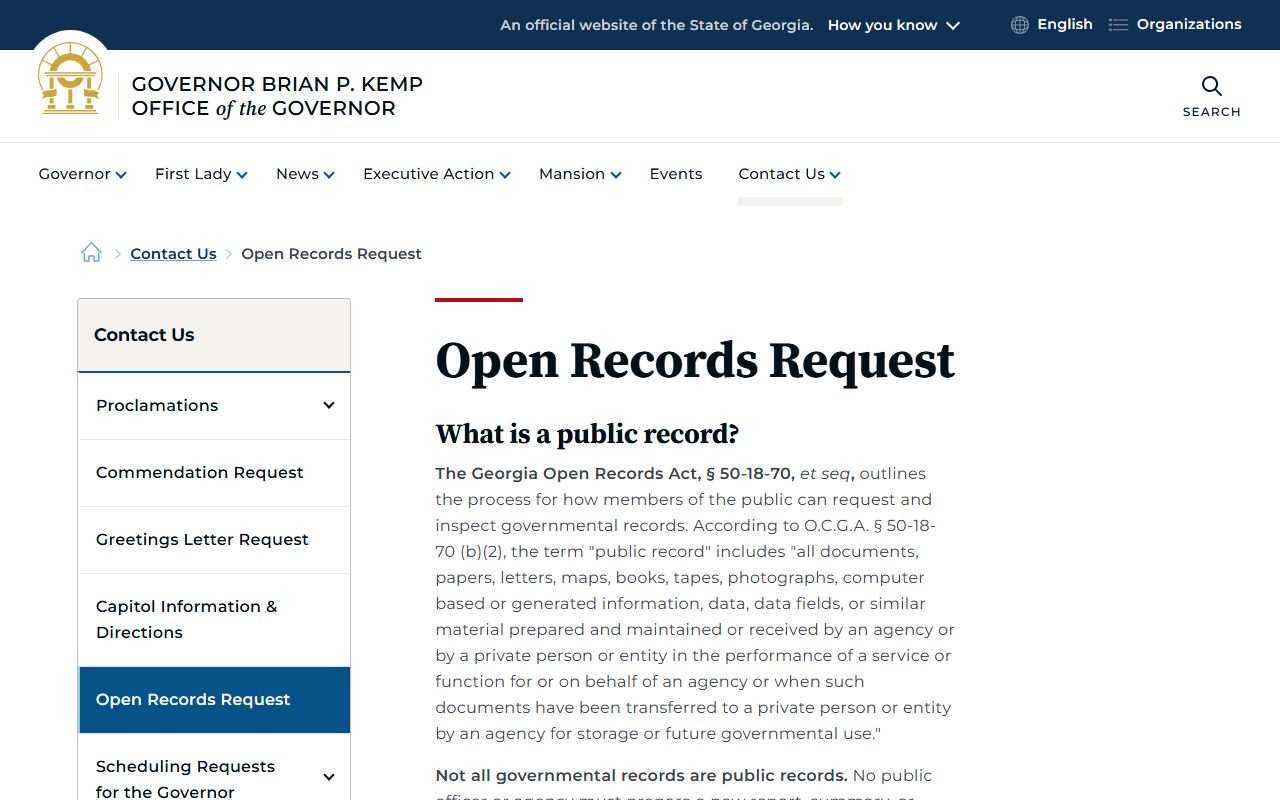 Georgia open records request portal for residents directory