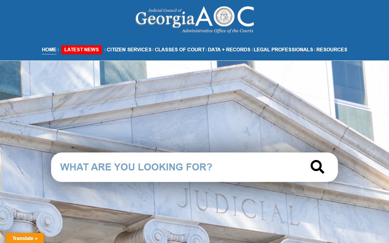 Georgia Courts portal for residents directory case search